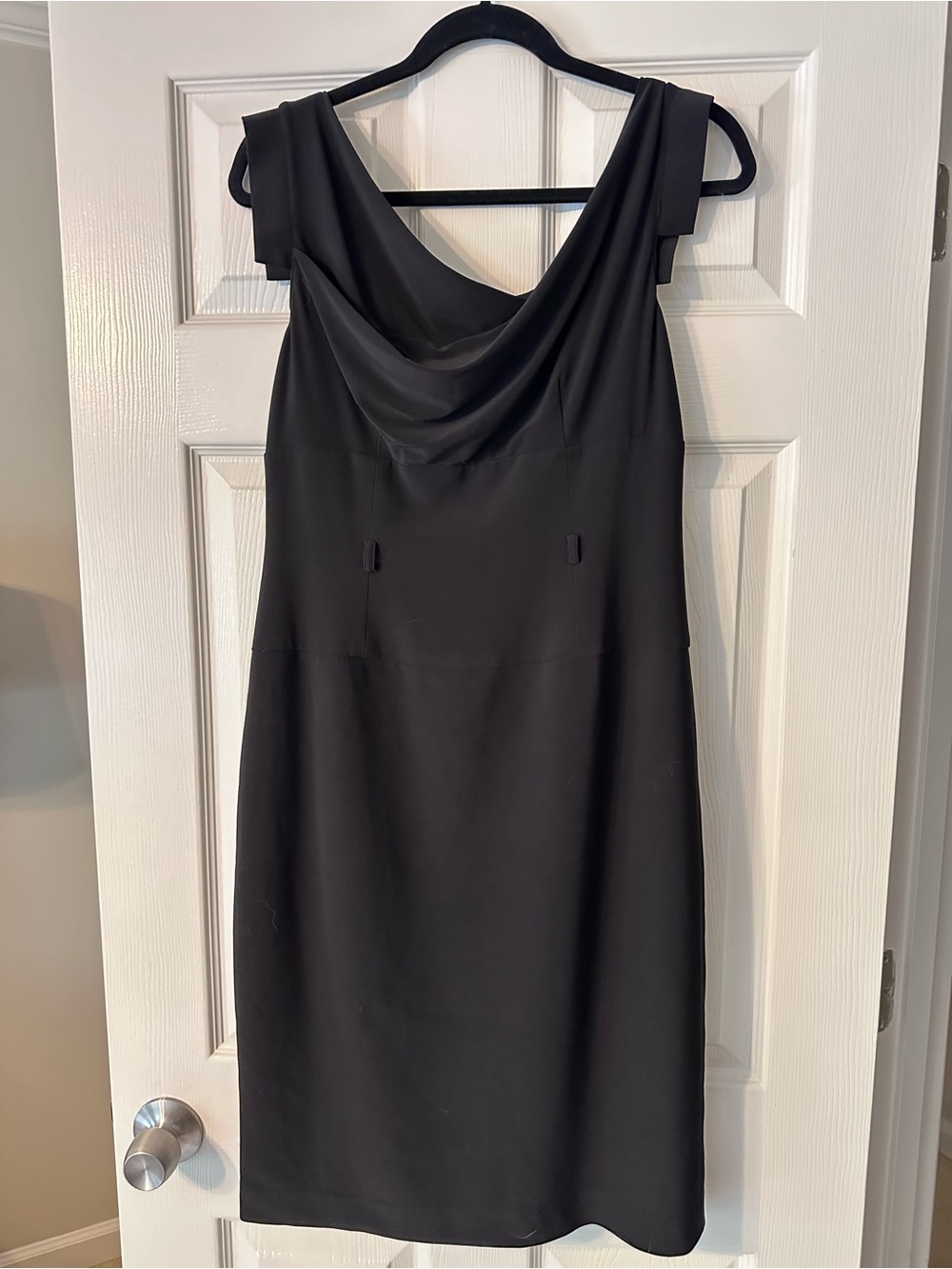 Adrianna Papell Classic Black Cowl Neck Sheath Dress